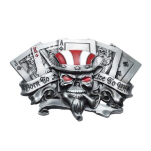 American Skull Belt Buckle with Cards Background