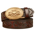 Animal Spirit Belt with 3 Wolf Heads Pattern