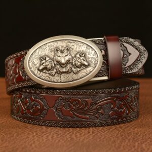 Ceinture Esprit Animal à motif 3 têtes de loup