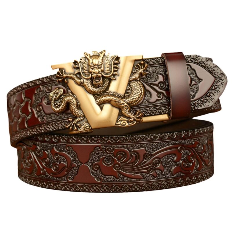 Animal Spirit Belt with Dragon Pattern and V Letter