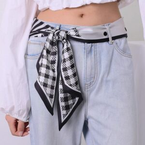 Black and White Checked Sash Belt