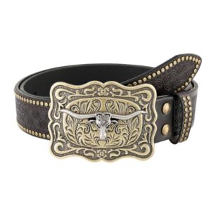 Ceinture Western avec boucle taureau pour homme