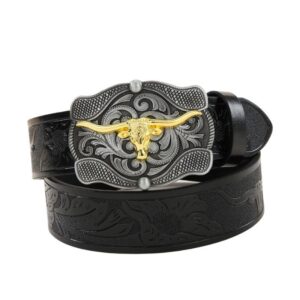 Ceinture Western avec boucle taureau pour homme