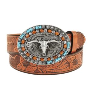 Ceinture Western avec boucle taureau pour homme
