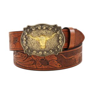 Ceinture Western avec boucle taureau pour homme