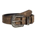 Cowboy Belt with Plant Pattern and Floral Buckle