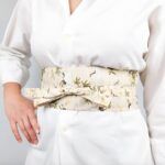 Cream Obi Belt with Crane Pattern