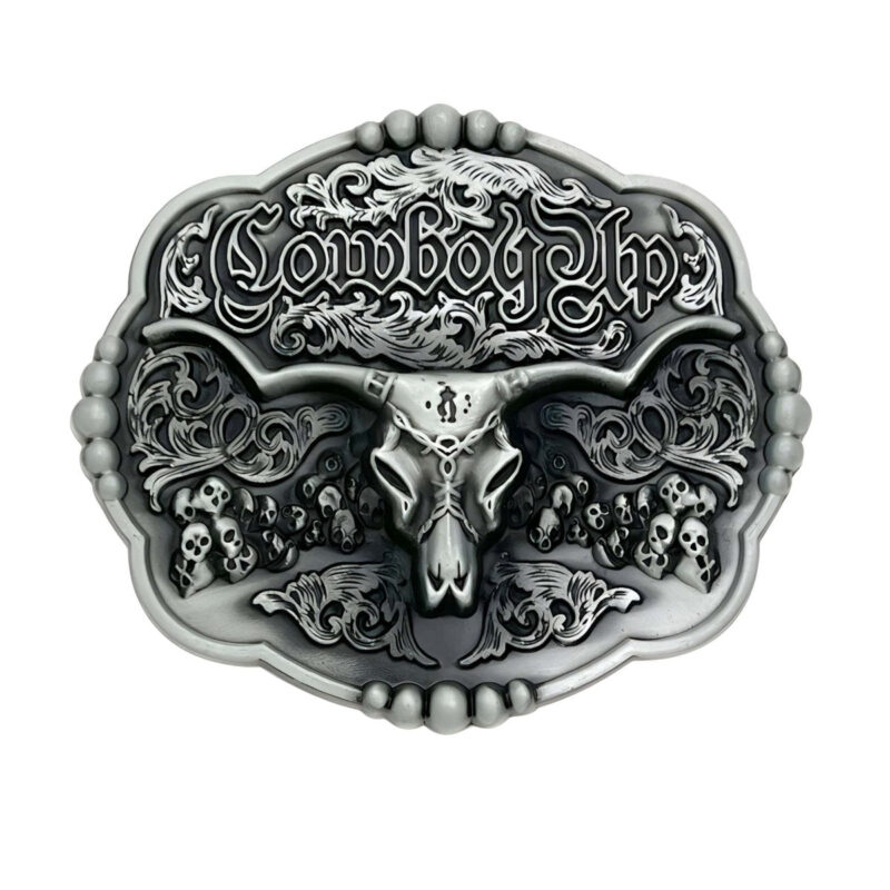 Eddie Model Longhorn Skull Cowboy Belt Buckle