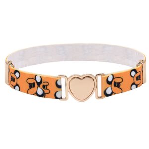 Elastic Belt with Quick Release Heart-Shaped Buckle for Girls