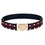 Elastic belt with quick-release heart-shaped buckle for girls