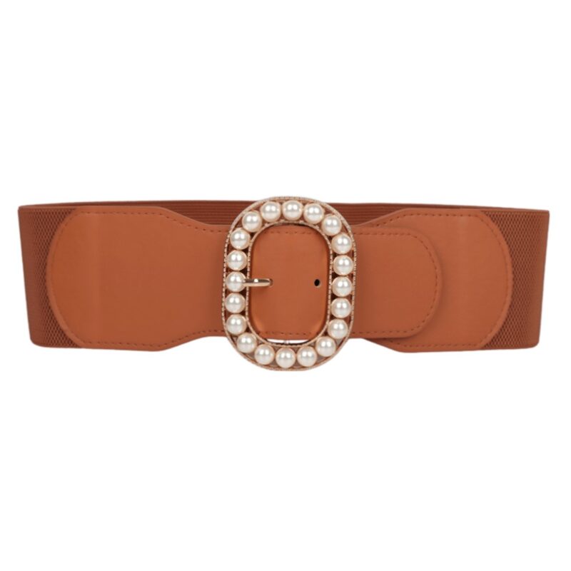 Extra Large XXL Belt with Pearl-Encrusted Buckle