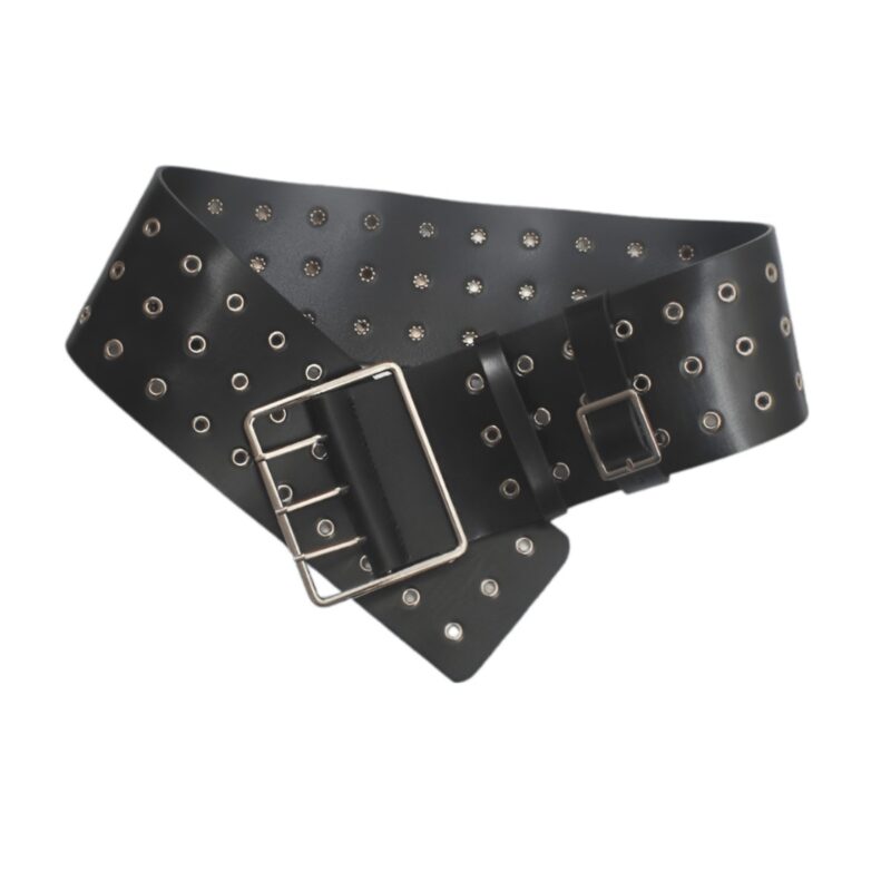 Extra Large XXL Belt with Triple Buckles and Multiple Rivets