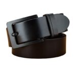 Ceinture en cuir plein fleur boucle noire pour Homme