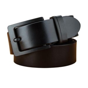 Ceinture en cuir plein fleur boucle noire pour Homme