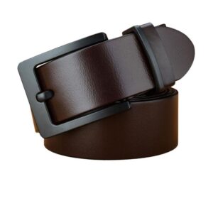 Ceinture en cuir plein fleur boucle noire pour Homme