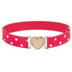 Girls' Polka Dot Elastic Belt with Quick-Release Heart-Shaped Buckle