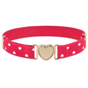 Girls' Polka Dot Elastic Belt with Quick-Release Heart-Shaped Buckle
