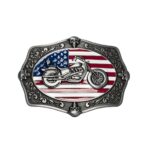 Jaxon Model Motorcycle Belt Buckle on American Flag