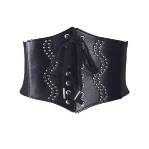 Lace-up Corset Belt with Pearls