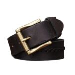 Leather Belt for Men with Braided Centre Strap
