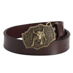Ceinture en cuir avec boucle taureau