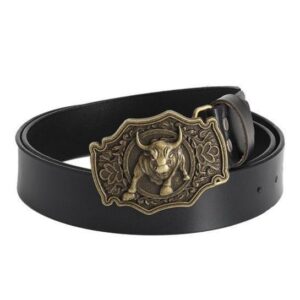 Ceinture en cuir avec boucle taureau