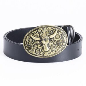 Ceinture en cuir avec boucle taureau