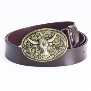Ceinture en cuir avec boucle taureau