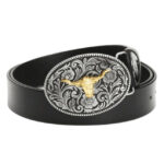 Ceinture en cuir avec boucle tête de taureau