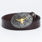 Ceinture en cuir avec boucle tête de taureau