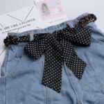 Lisbeth Model Polka Dot Silk Sash Belt with Coconut Wood Rings