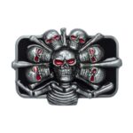 Malone Model Skull Heads with Red Eyes Belt Buckle