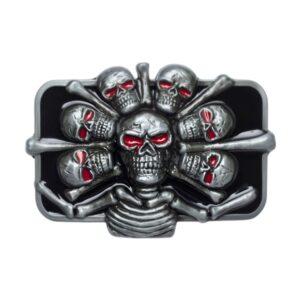 Malone Model Skull Heads with Red Eyes Belt Buckle