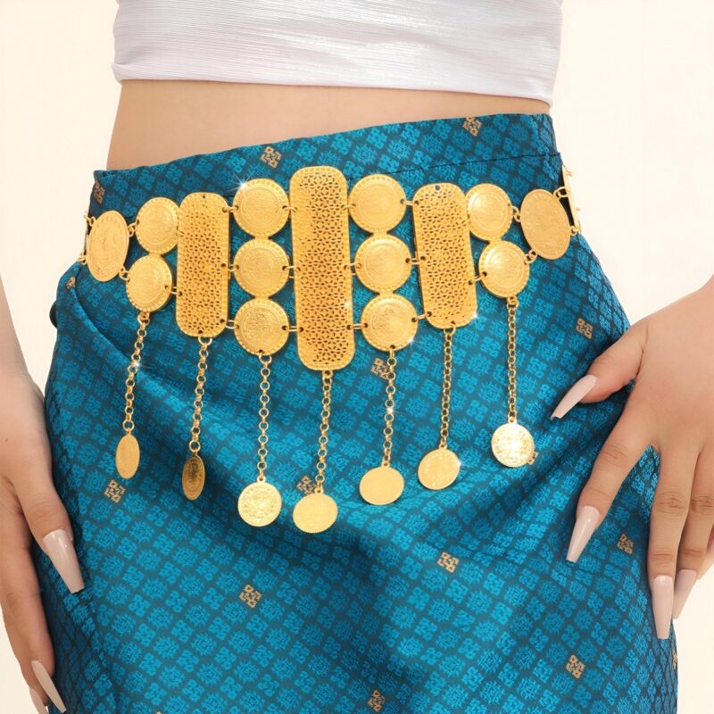 Moroccan Belt Alternating Medallions and Golden Plaques with Pendants