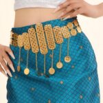 Moroccan Belt in Gold with Checkered and Medallion Patterns