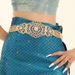 Moroccan Belt in Gold with Diamond Pattern Rhinestone Inlay