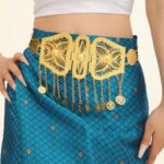 Moroccan Belt in Gold with Pendants and Coin Depiction