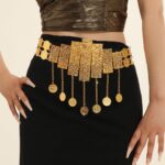 Moroccan Belt with Geometric Style and Golden Pendants