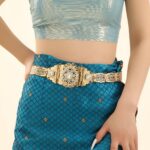 Moroccan Gold Belt with Rhinestones and Diamond Patterns