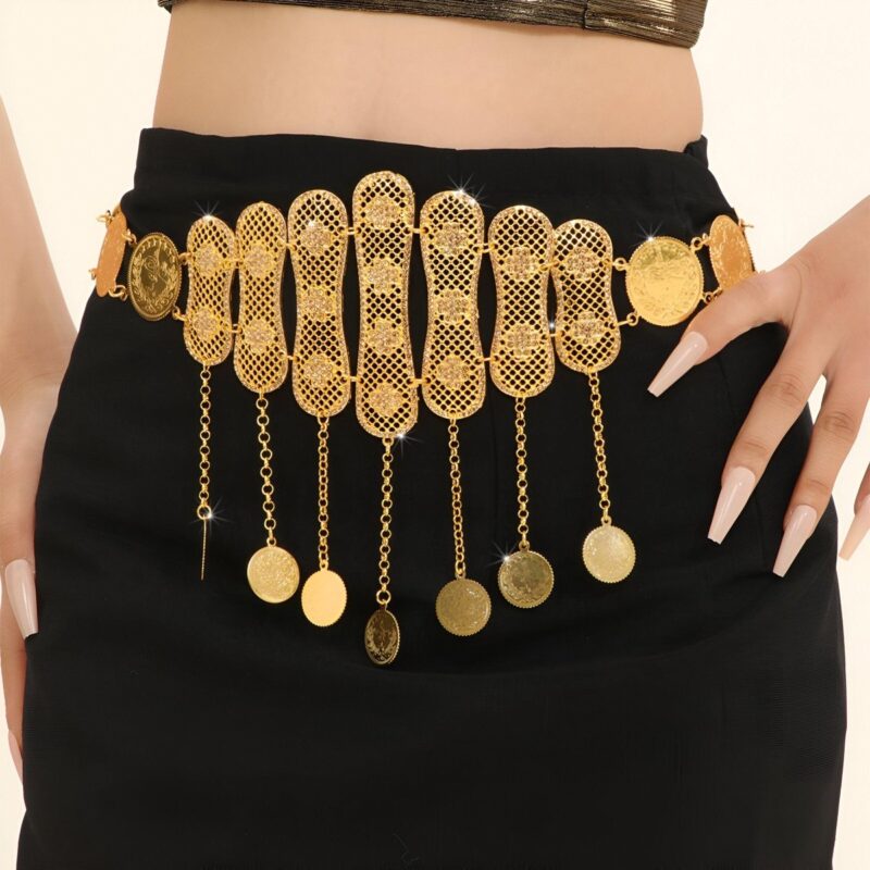 Moroccan Gold Patterned Belt with Medallions