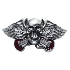 Music Skull Belt Buckle with Guitars