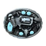 Nathan Model Cowboy Belt Buckle with Revolver Design