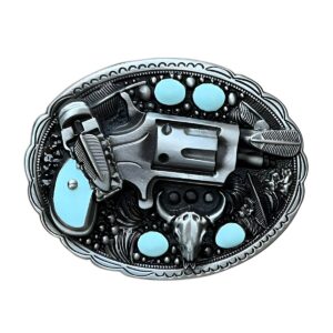 Nathan Model Cowboy Belt Buckle with Revolver Design