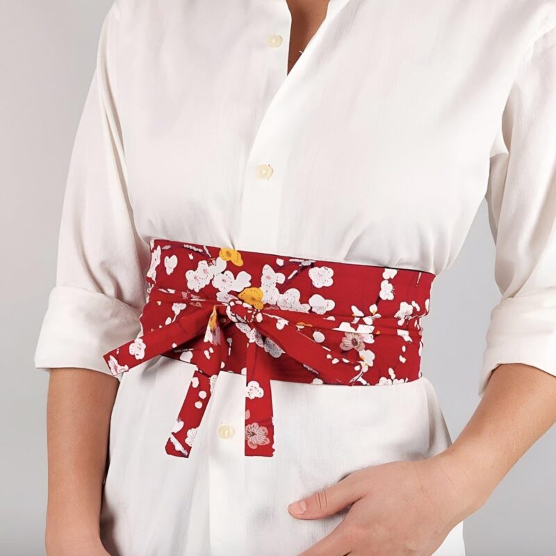 Obi Belt with Plum Blossom Pattern