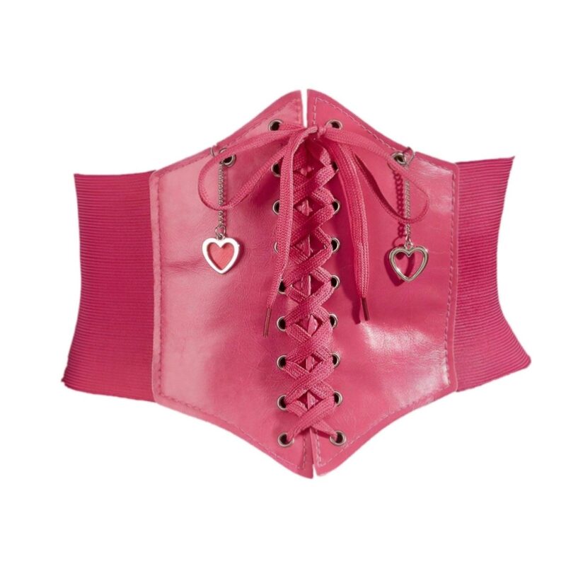 Pink Corset Belt with Heart Chains