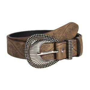 Plant Pattern Belt with Western Buckle