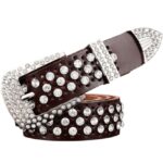 Ceinture à Strass en Cuir pour femme