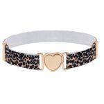 Rena Leopard Heart-Shaped Quick-Release Elastic Belt for Girls