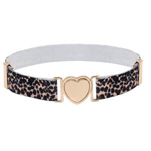 Rena Leopard Heart-Shaped Quick-Release Elastic Belt for Girls