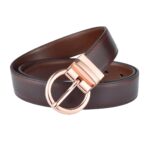 Reversible 2-in-1 Leather Belt with Rose Gold Buckle
